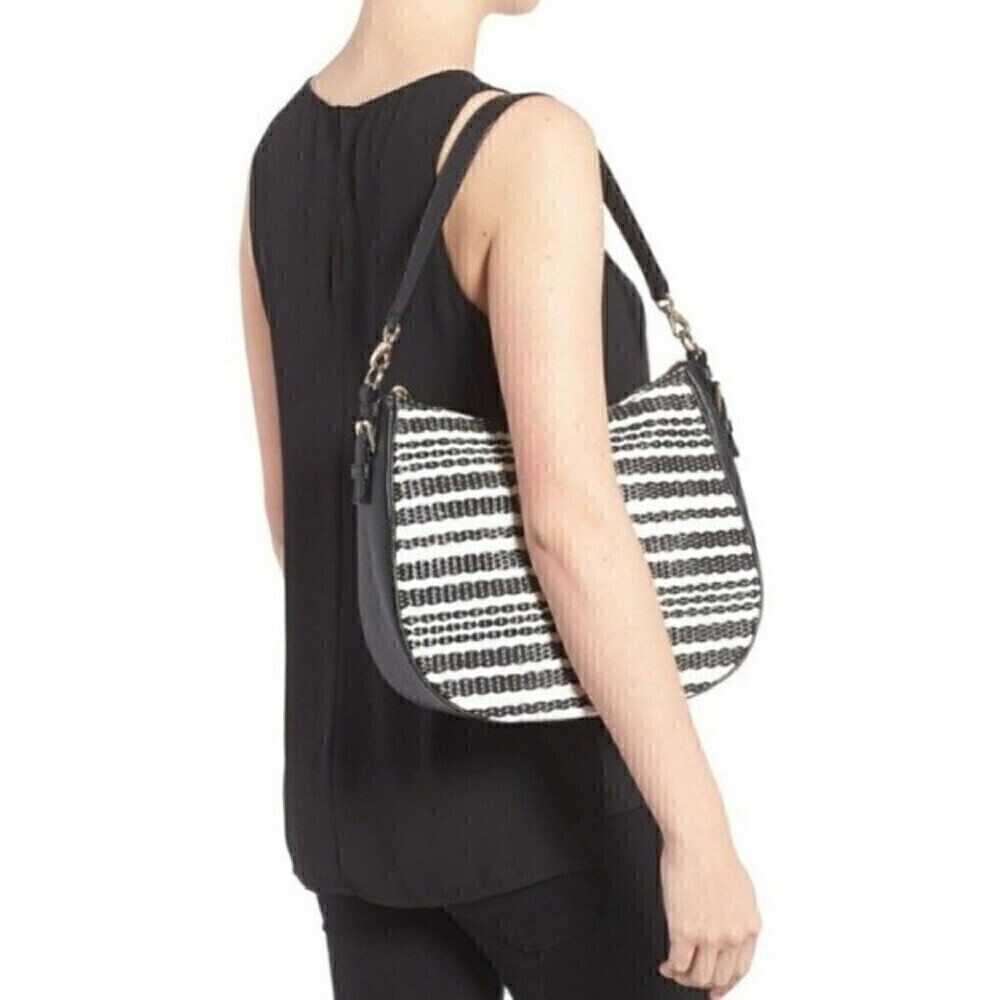 Kate Spade Cobble Hill Mylie Pebbled Leather Straw Rattan Hobo Shoulder Bag